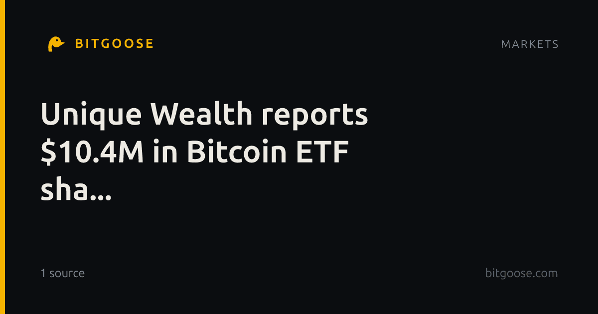 Unique Wealth reports $10.4M in Bitcoin ETF sha...