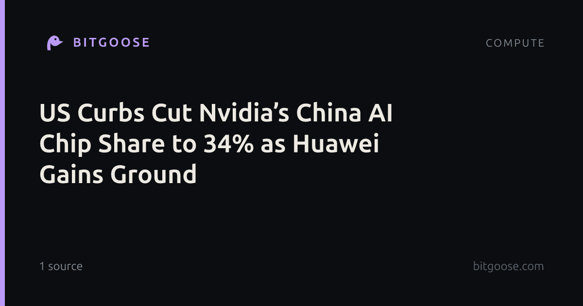 US Curbs Cut Nvidia’s China AI Chip Share to 34% as Huawei Gains Ground