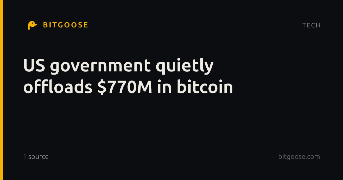 US government quietly offloads $770M in bitcoin