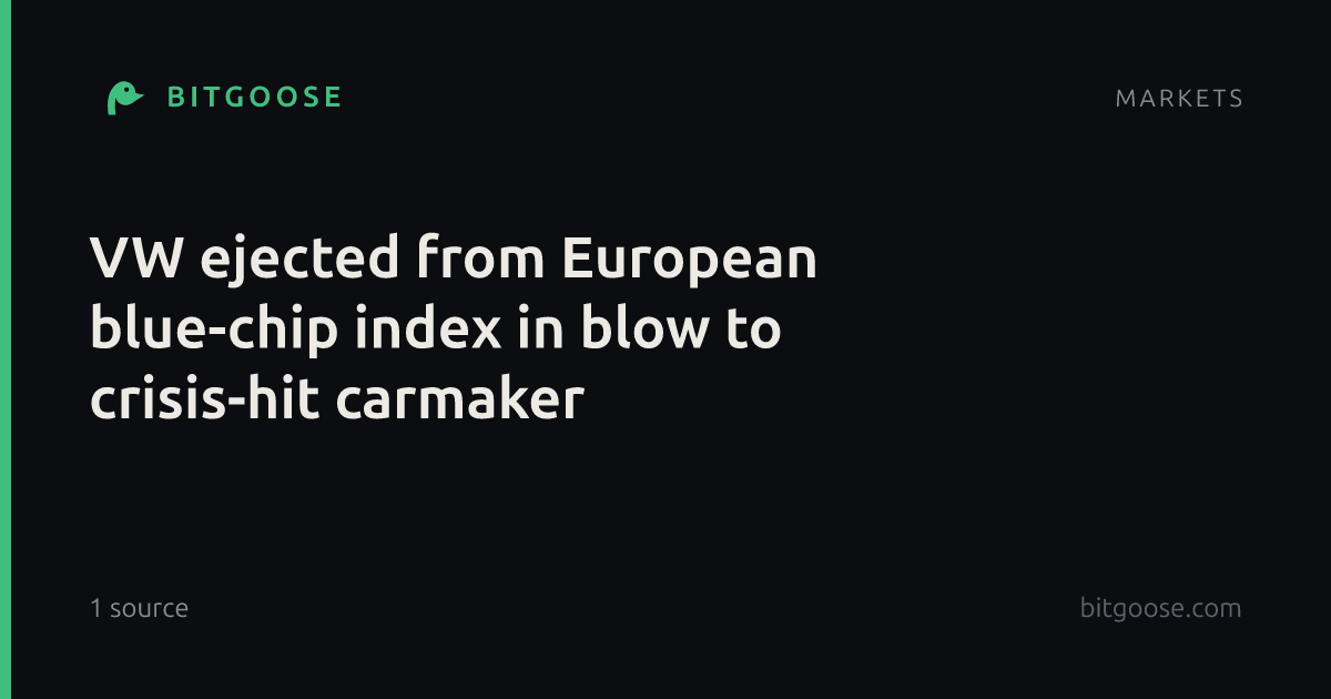 VW ejected from European blue-chip index in blow to crisis-hit carmaker