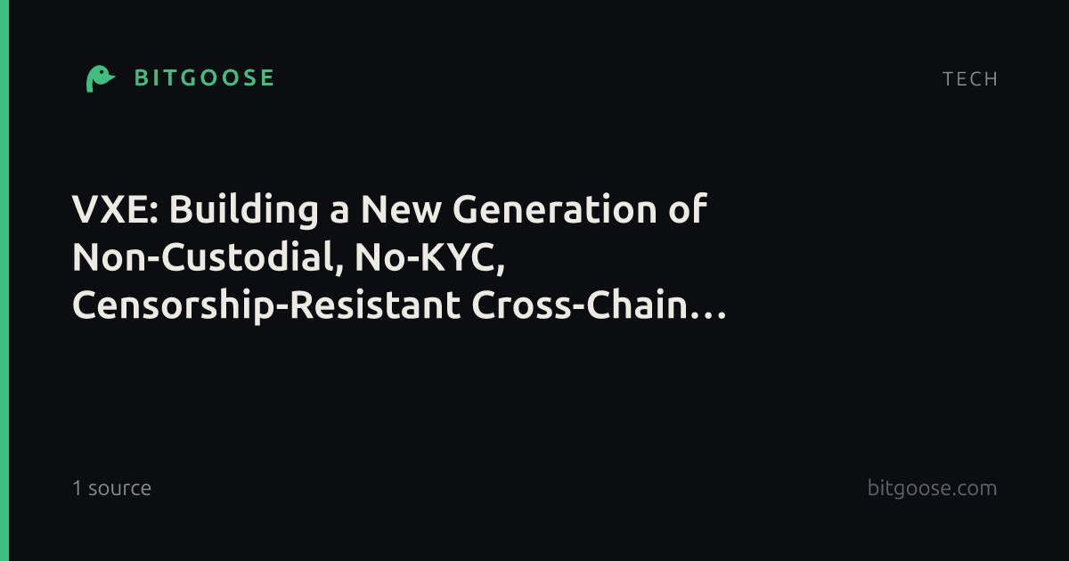 VXE: Building a New Generation of Non-Custodial, No-KYC, Censorship-Resistant Cross-Chain Exchange Infrastructure
