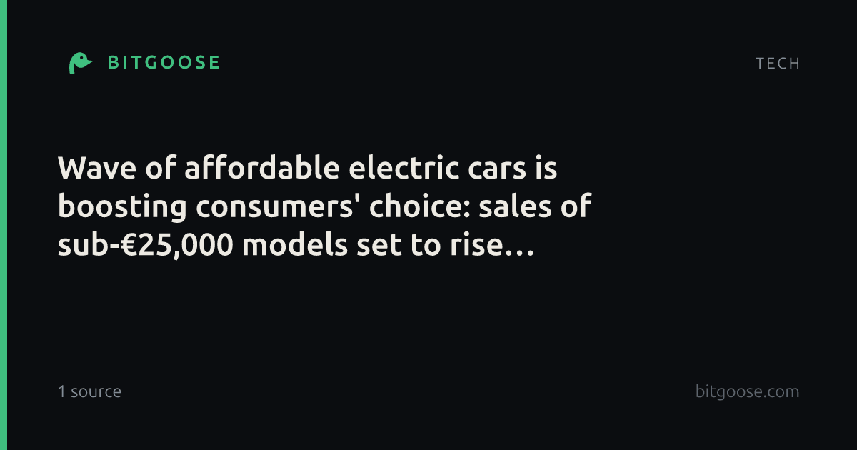 Wave of affordable electric cars is boosting consumers' choice: sales of sub-€25,000 models set to rise sevenfold