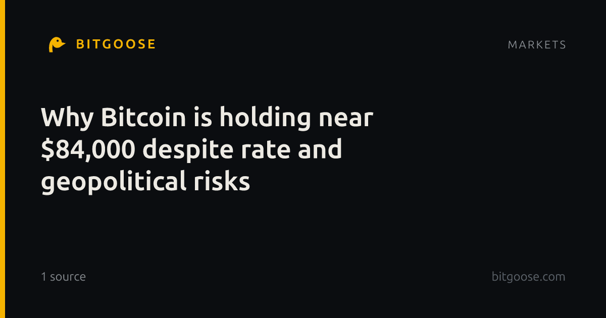 Why Bitcoin is holding near $84,000 despite rate and geopolitical risks