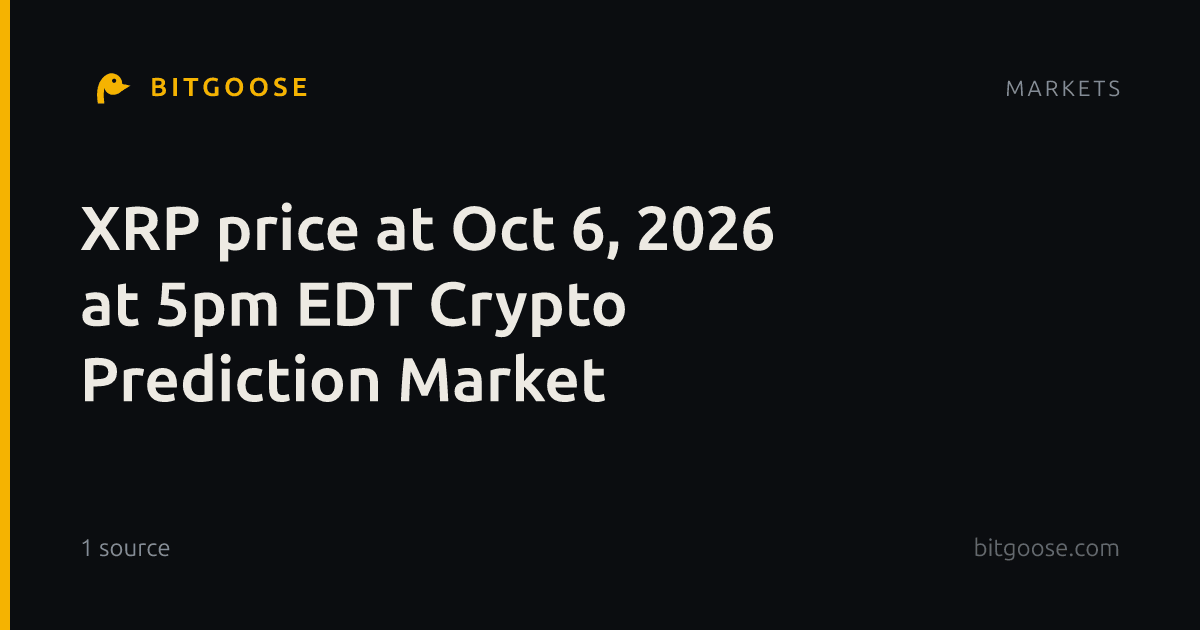 XRP price at Oct 6, 2026 at 5pm EDT Crypto Prediction Market
