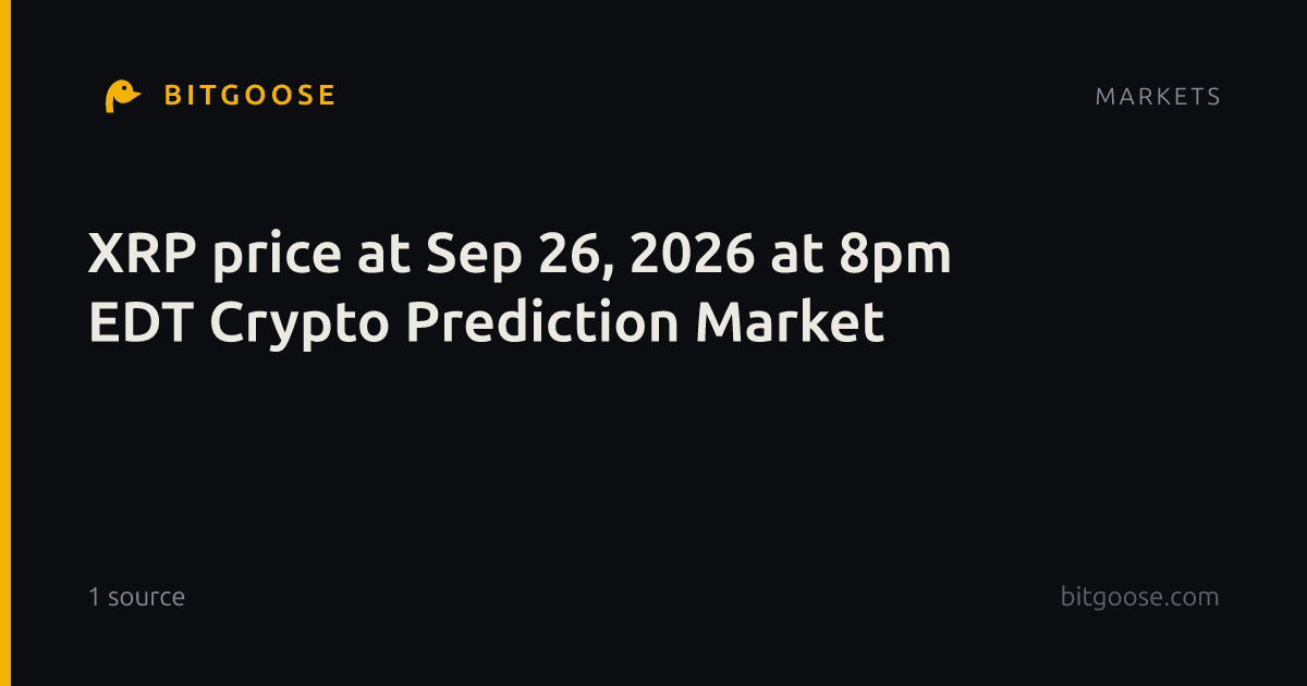 XRP price at Sep 26, 2026 at 8pm EDT Crypto Prediction Market